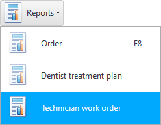 Menu. Dental technician order form
