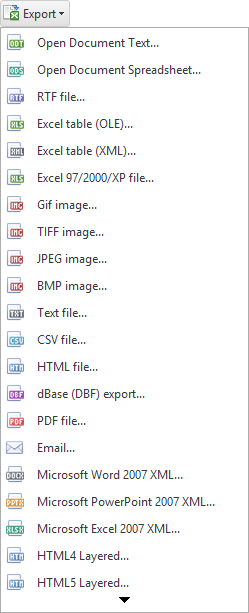 Report export formats