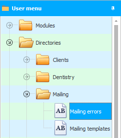 Menu. Mailing errors