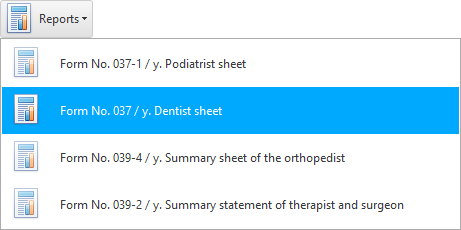Fill out form 037/y. Dentist card