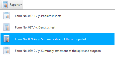 Fill out form 039-4/y. Consolidated statement of the orthopedist