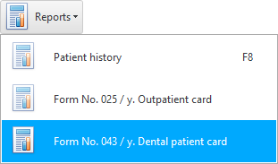 Erstellen Sie ein medizinisches Formular 043 / y - eine zahnärztliche Patientenkarte