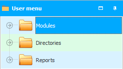 Modules in the menu