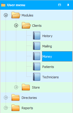 Menu. Module. Money