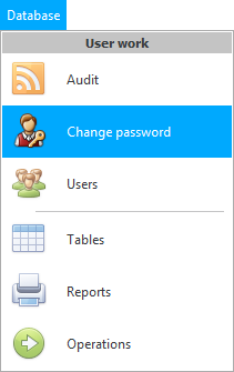 Menu. Change password