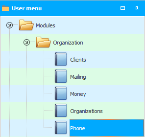 Menu. Telephone