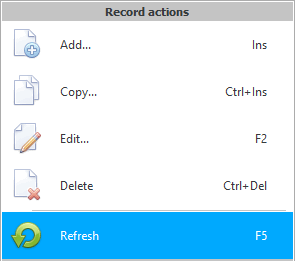 මෙනු. Command Refresh