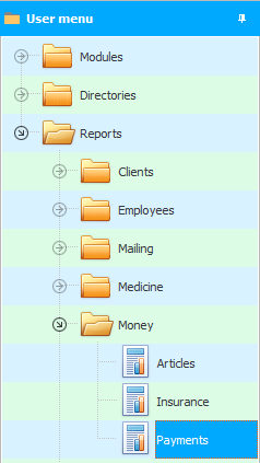 Menu. Report. Payments