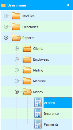 Menu. Report. Profit