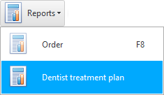 Menu. Rapport. Tandlægens behandlingsplan