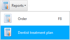 Menu. Report. Dentist treatment plan