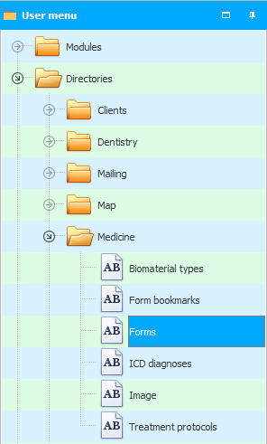 Menu. Forms