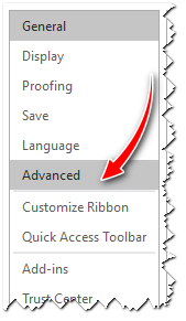 Advanced යන වචනය මත ක්ලික් කරන්න