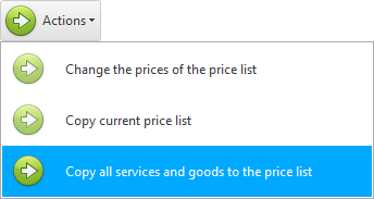 કિંમત સૂચિમાં બધી સેવાઓ અને ઉત્પાદનોની નકલ કરો