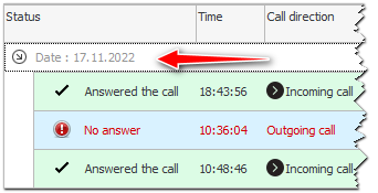 Billing software groups phone calls by date