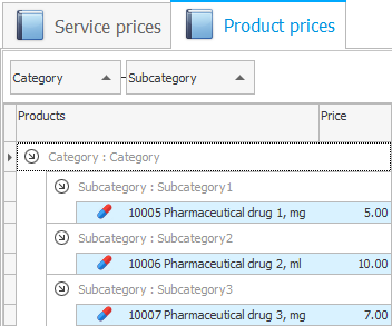 Product prices