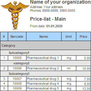 Print product prices