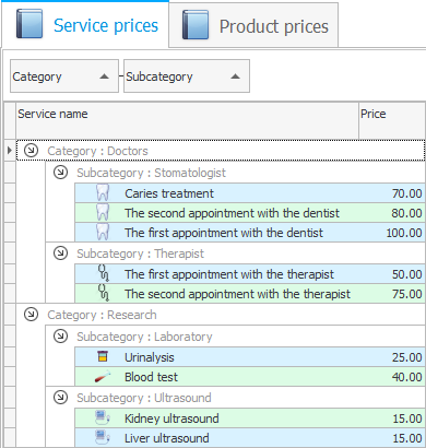 Service prices