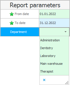 Report options. Average check