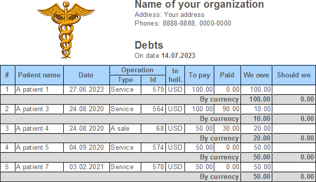 Report on debtors