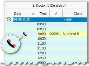 A mark that the client has not yet been reminded of the appointment