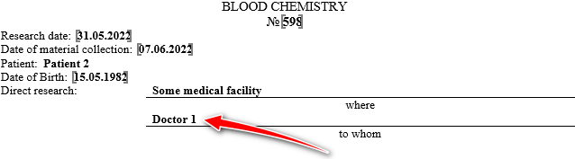 Filled two text fields in the document