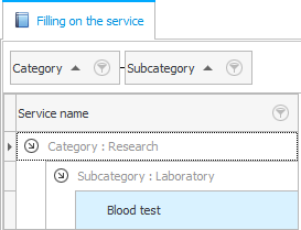 Filling for a specific service