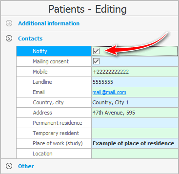 Client consent to receive notifications