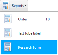 Menu. Research Form