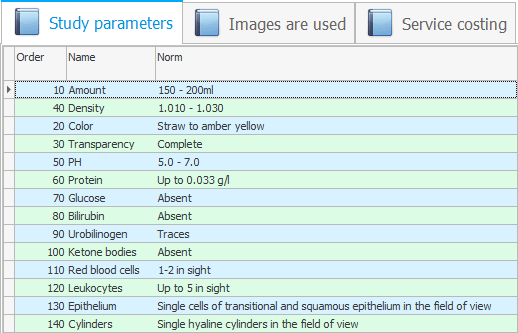 Study parameters