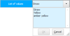 List of possible values