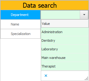 Search for employees by department in which they work