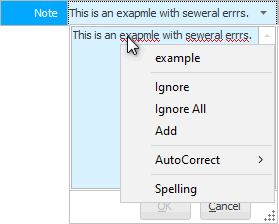 Context menu when checking spelling