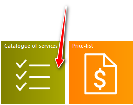 Quick launch buttons. Service catalog