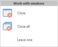 Context menu for tabbed windows