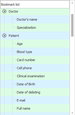 Possible values for substitution for bookmark places
