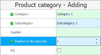 Fields for product categories