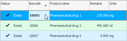 Product line in tabular view