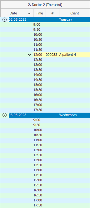 The patient is scheduled for a specific day
