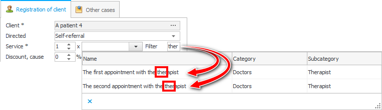 Service filtering