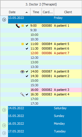 ตารางแพทย์