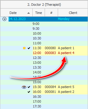 O paciente está agendado para ver um médico