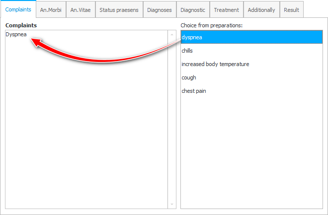 Using ready-made sentences as doctor templates
