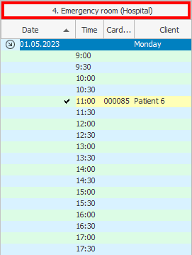 Admission to the emergency room. hospital