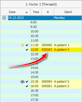 Patient with notes highlighted