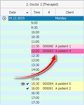 Canceling a visit with notes is highlighted too