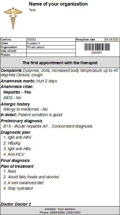 Print the patient's visit letterhead