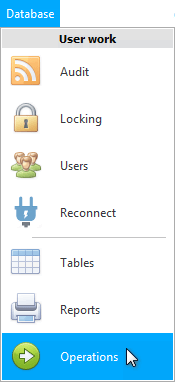 Menu. Access to actions