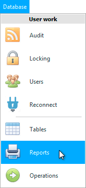 Menu. Access to reports