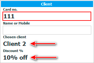 Search for a client by club card